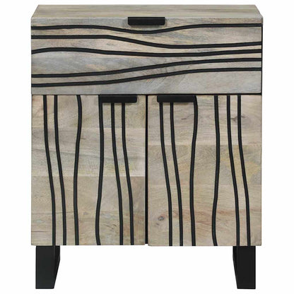 vidaXL Nachttisch Weiß und Schwarz 50 x 33 x 60 cm Massivholz Akazie