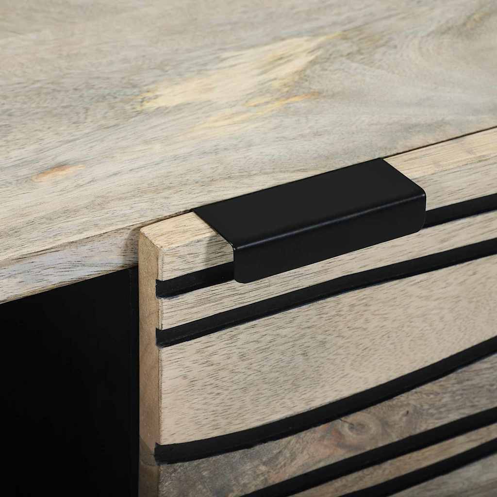 vidaXL Couchtisch Beige und Schwarz 100 x 54 x 40 cm Massivholz Akazie