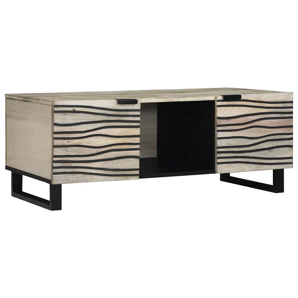 vidaXL Couchtisch Beige und Schwarz 100 x 54 x 40 cm Massivholz Akazie