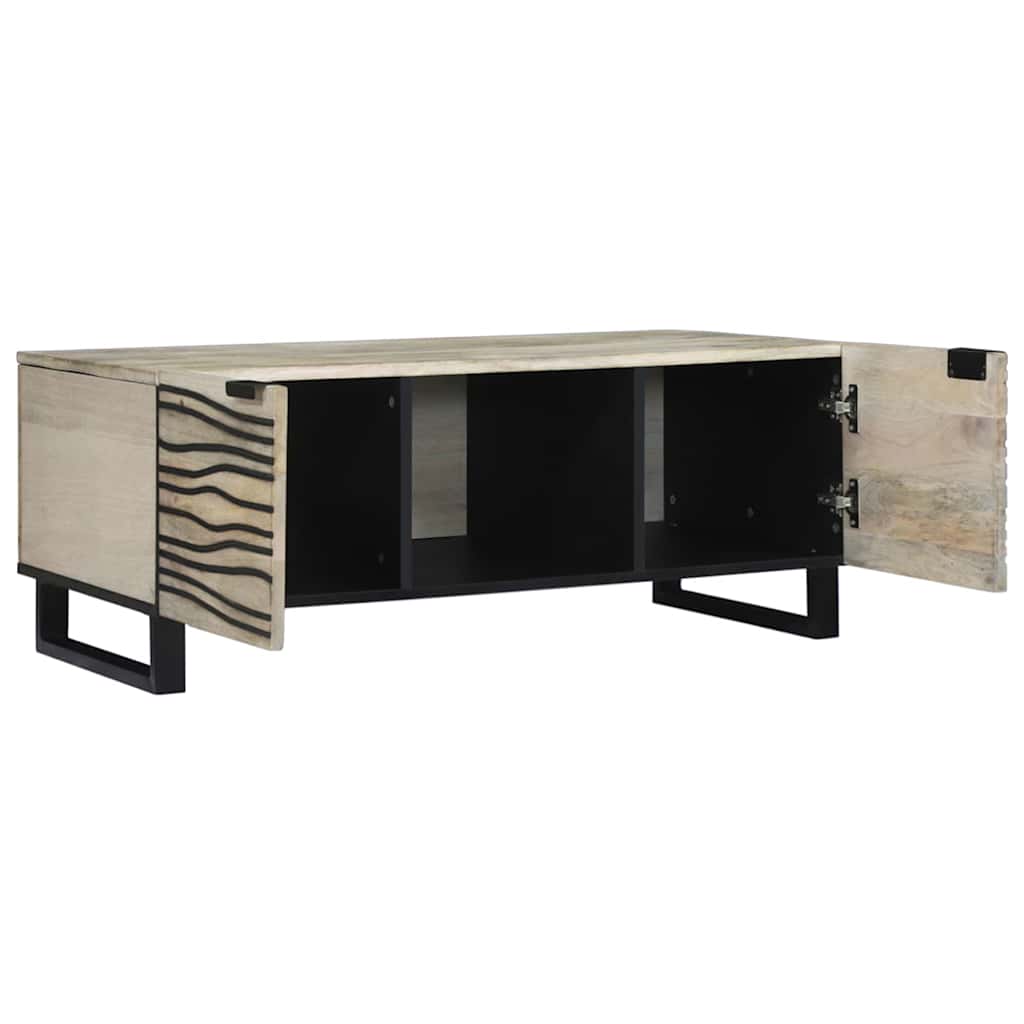 vidaXL Couchtisch Beige und Schwarz 100 x 54 x 40 cm Massivholz Akazie