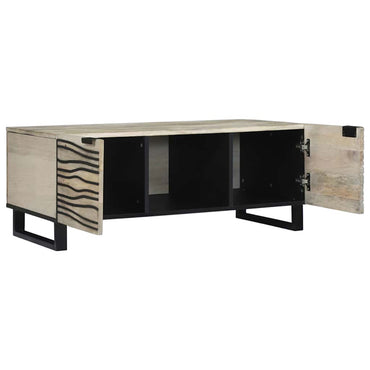vidaXL Couchtisch Beige und Schwarz 100 x 54 x 40 cm Massivholz Akazie