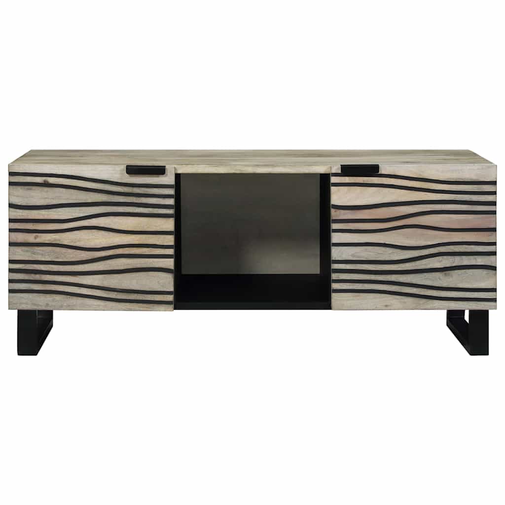 vidaXL Couchtisch Beige und Schwarz 100 x 54 x 40 cm Massivholz Akazie