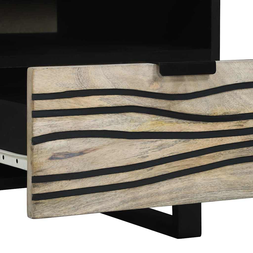 vidaXL Couchtisch Beige und Schwarz 80 x 54 x 40 cm Massivholz Akazie