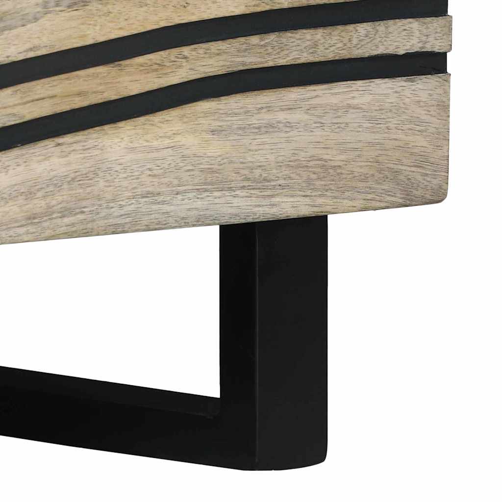 vidaXL Couchtisch Beige und Schwarz 80 x 54 x 40 cm Massivholz Akazie