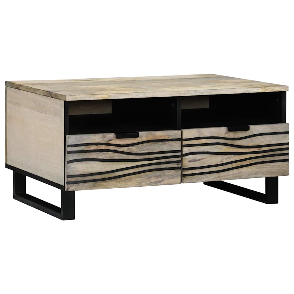 vidaXL Couchtisch Beige und Schwarz 80 x 54 x 40 cm Massivholz Akazie