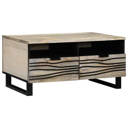 vidaXL Couchtisch Beige und Schwarz 80 x 54 x 40 cm Massivholz Akazie