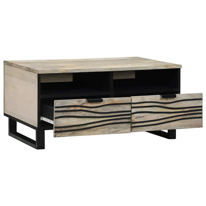 vidaXL Couchtisch Beige und Schwarz 80 x 54 x 40 cm Massivholz Akazie