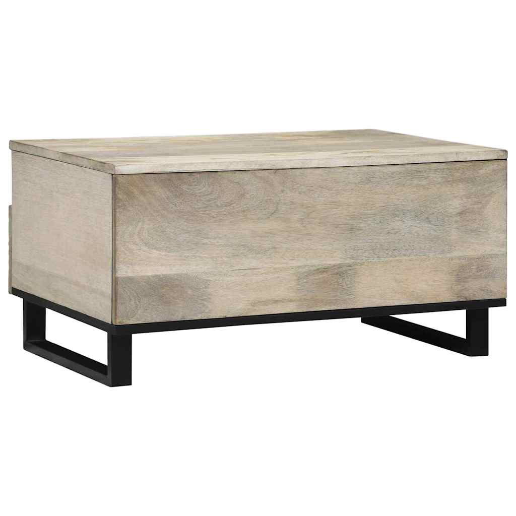 vidaXL Couchtisch Beige und Schwarz 80 x 54 x 40 cm Massivholz Akazie