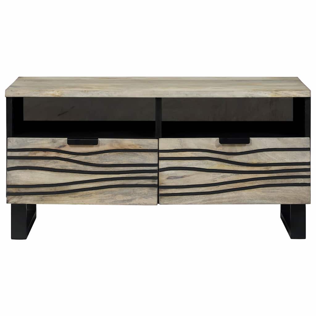 vidaXL Couchtisch Beige und Schwarz 80 x 54 x 40 cm Massivholz Akazie