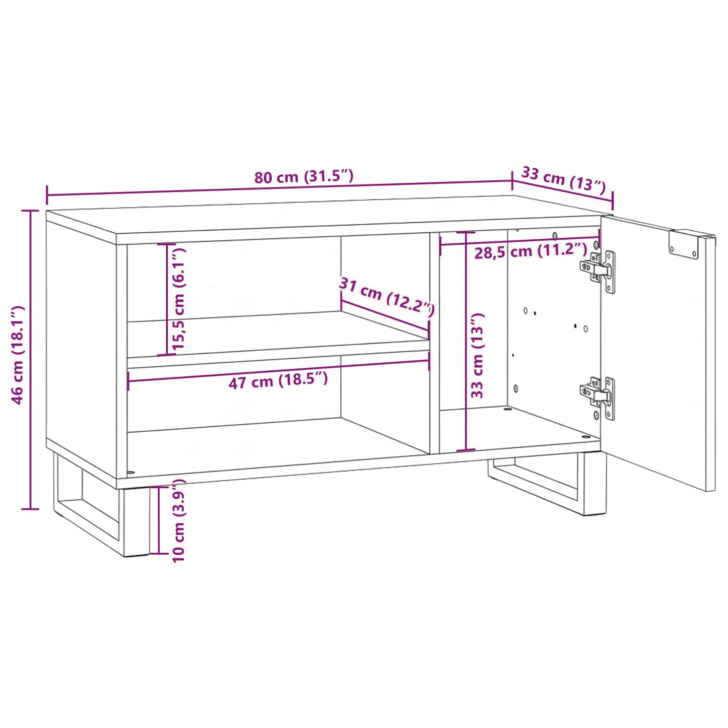 vidaXL TV-Einheiten Weiß 80 x 33 x 46 cm Holzwerkstoff