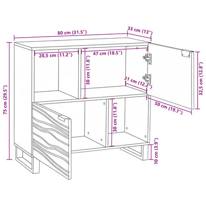 vidaXL Buffet blanc 80 x 33 x 75 cm en bois de manguier massif
