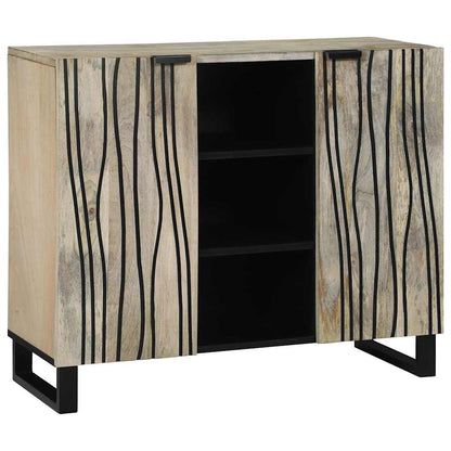 vidaXL Sideboard Weiß 90 x 33 x 75 cm massives Mangoholz