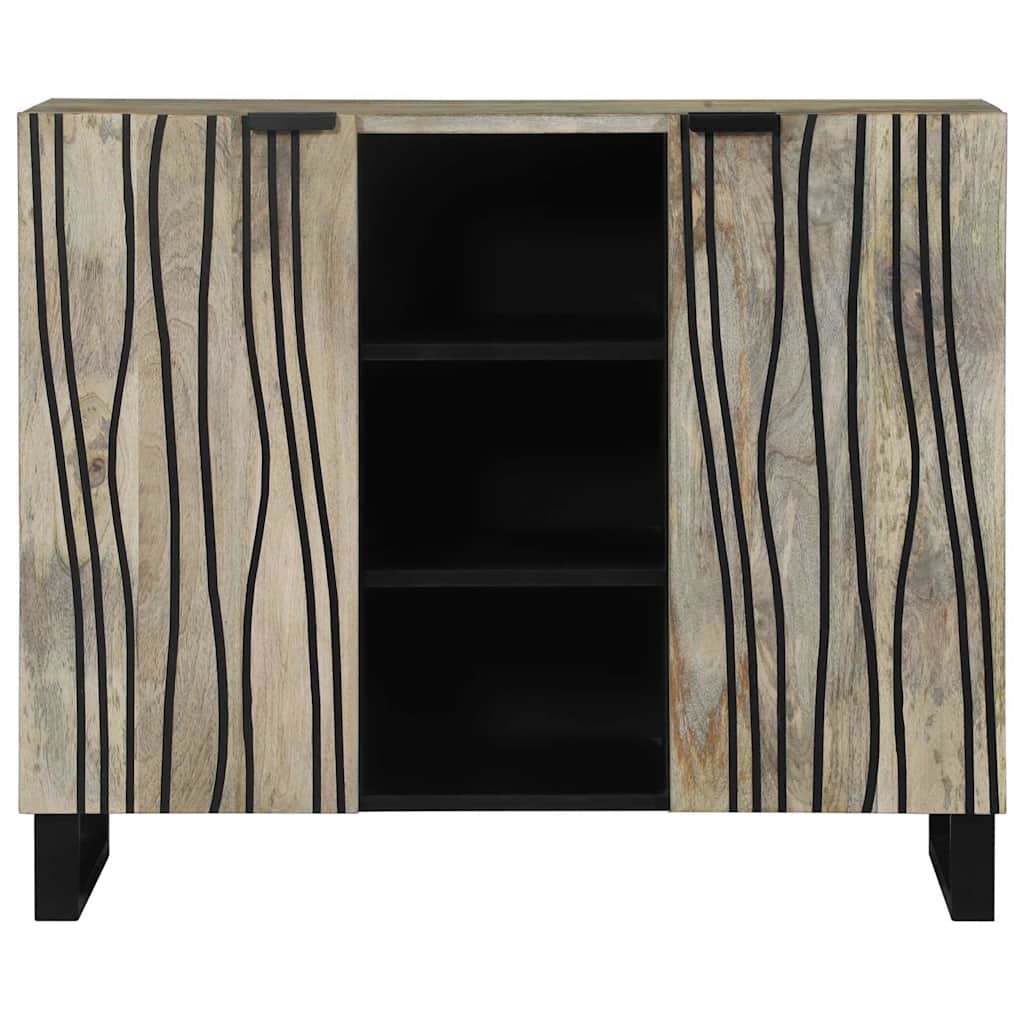 vidaXL Sideboard Weiß 90 x 33 x 75 cm massives Mangoholz