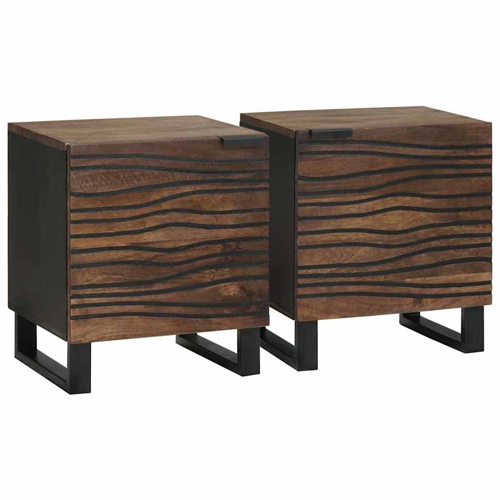 vidaXL Nachttisch 2 pcs Walnuss 40 x 33 x 46 cm Massivholz Akazie