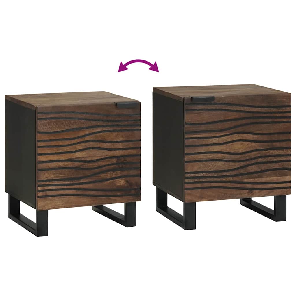 vidaXL Nachttisch 2 pcs Walnuss 40 x 33 x 46 cm Massivholz Akazie