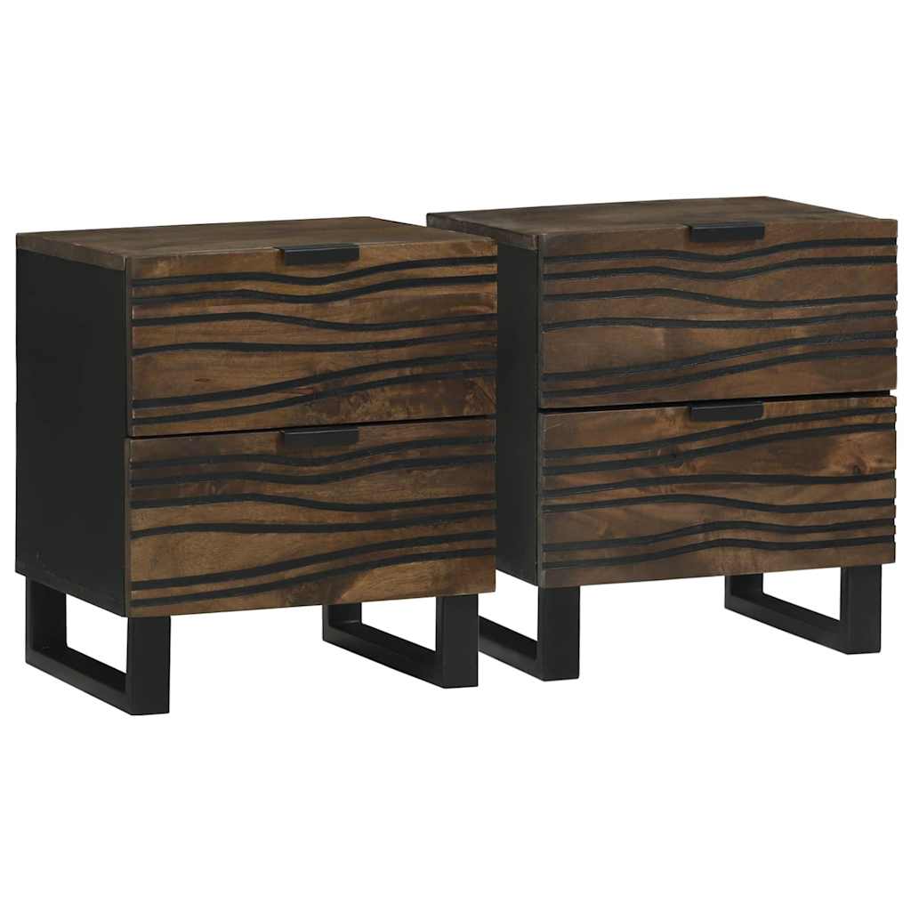vidaXL Nachttisch 2 pcs Walnuss 40 x 33 x 46 cm Massivholz Akazie