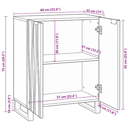 vidaXL Sideboard Walnuss 60 x 33,5 x 75 cm Massivholz Mango