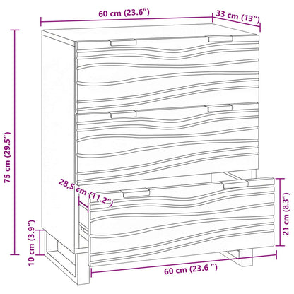 vidaXL Sideboard Braun 60 x 33.5 x 75 cm Massivholz Mango