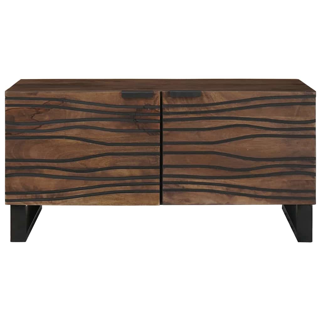 vidaXL Couchtisch Braun und Schwarz 80 x 50 x 40 cm Massivholz Akazie
