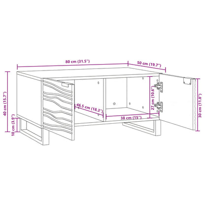 vidaXL Couchtisch Braun und Schwarz 80 x 50 x 40 cm Massivholz Akazie