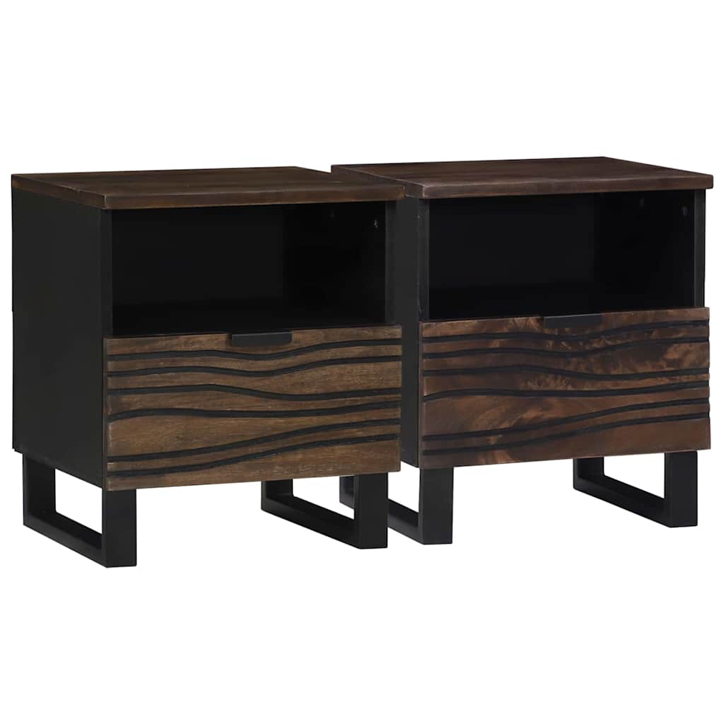 vidaXL Nachttisch 2 pcs Walnuss 40 x 33 x 46 cm Massivholz Akazie