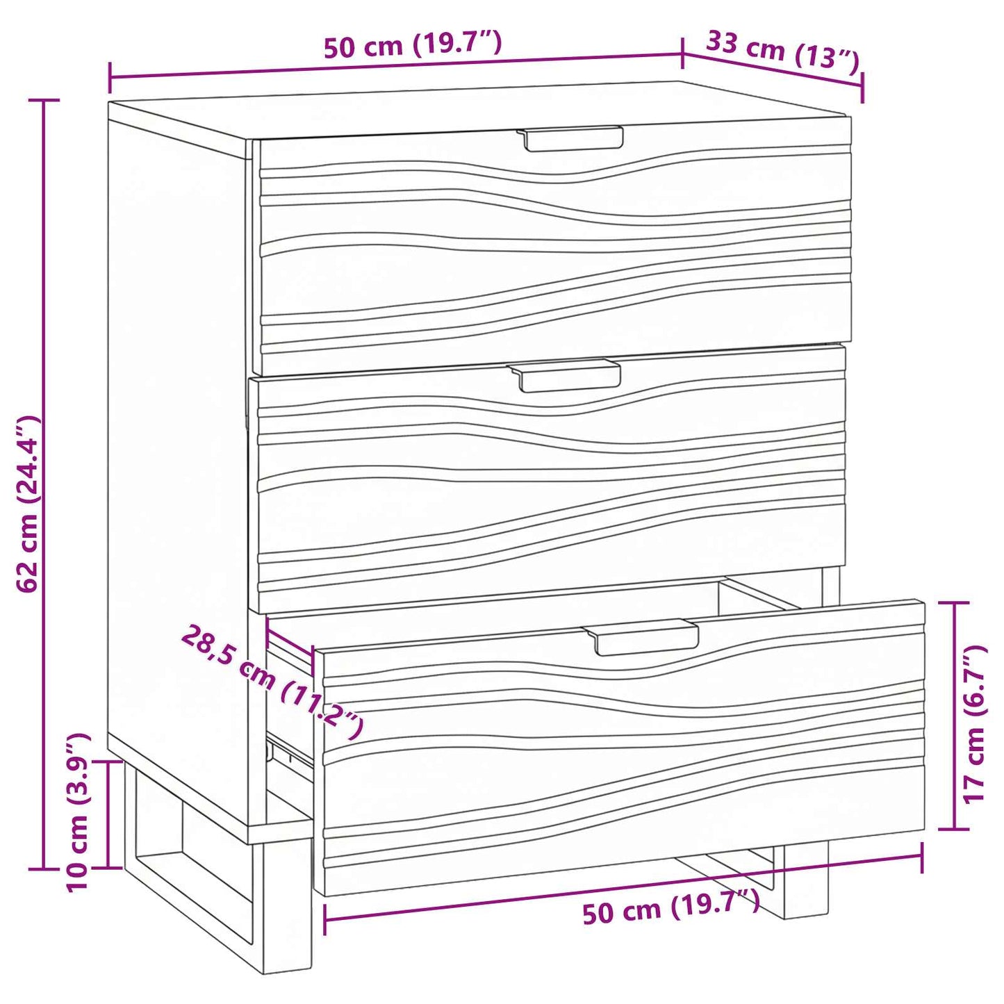 vidaXL Nachttisch Walnuss 50 x 33 x 62 cm Massivholz Akazie