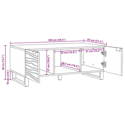 vidaXL Couchtisch Braun und Schwarz 100 x 54 x 40 cm Massivholz Akazie