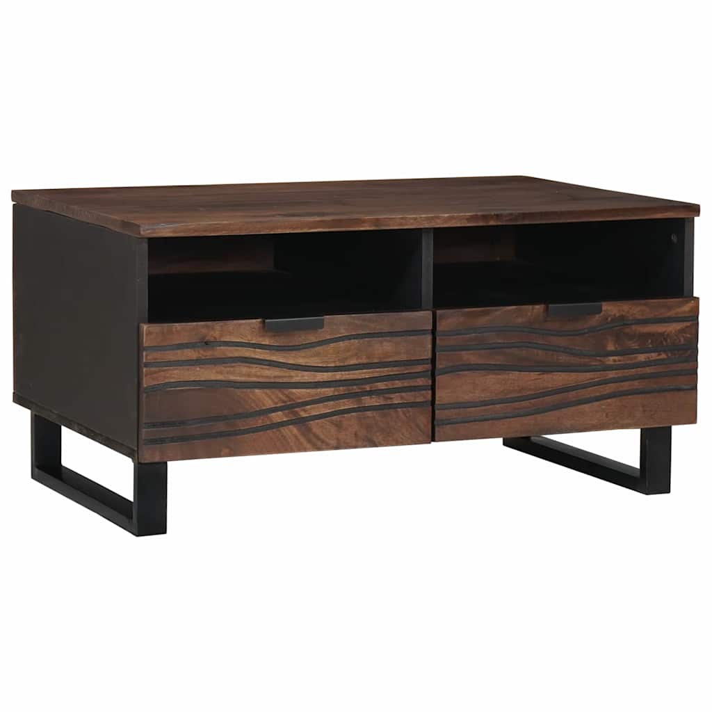 vidaXL Couchtisch Braun und Schwarz 80 x 54 x 40 cm Massivholz Akazie