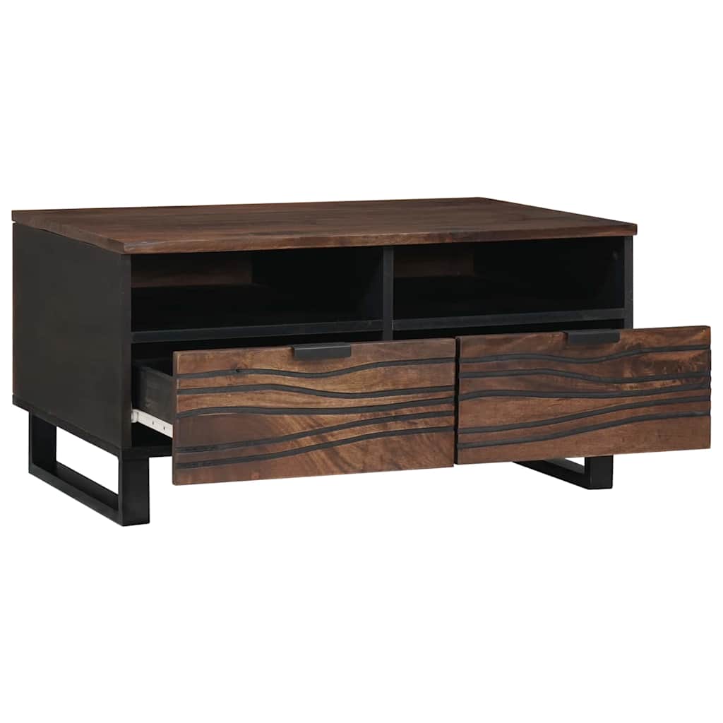 vidaXL Couchtisch Braun und Schwarz 80 x 54 x 40 cm Massivholz Akazie