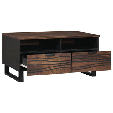 vidaXL Couchtisch Braun und Schwarz 80 x 54 x 40 cm Massivholz Akazie