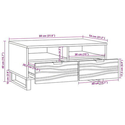 vidaXL Couchtisch Braun und Schwarz 80 x 54 x 40 cm Massivholz Akazie