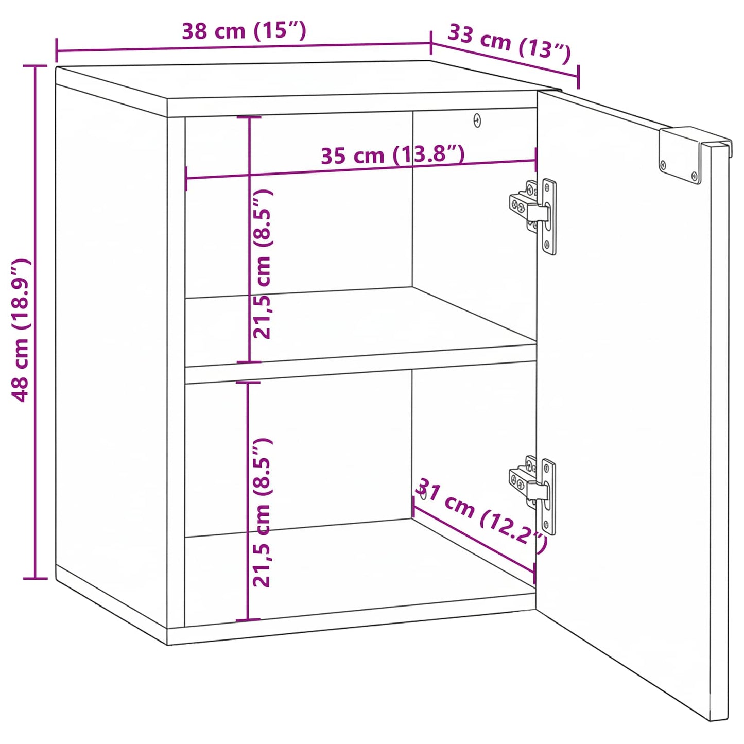 vidaXL Waschbeckenschrank Walnuss 38 x 33,5 x 48 cm Holzwerkstoff