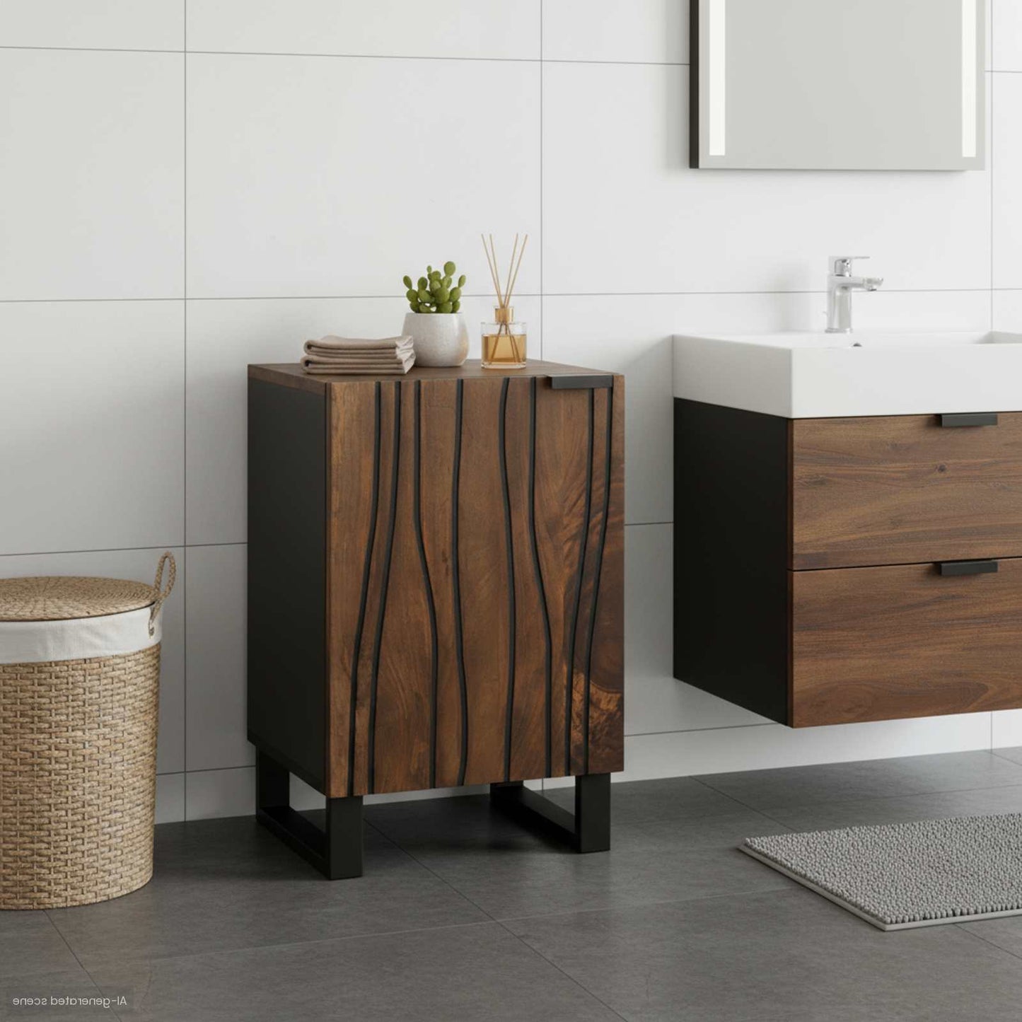 vidaXL Waschbeckenschrank Walnuss 38 x 33,5 x 58 cm Holzwerkstoff