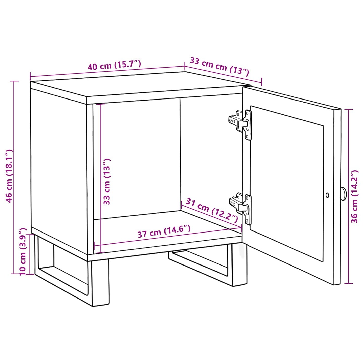 vidaXL Nachttisch Natur 40 x 33 x 46 cm