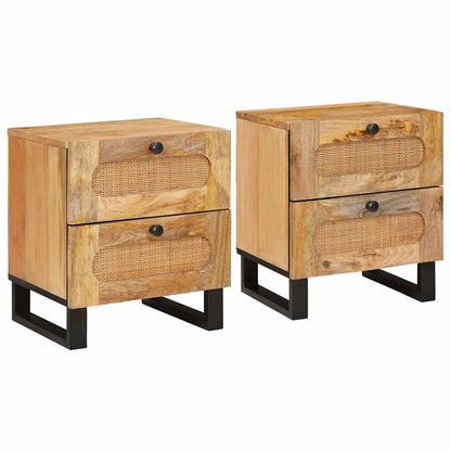 vidaXL Nachttisch 2 pcs Natur 40 x 33 x 46 cm Massivholz Mango