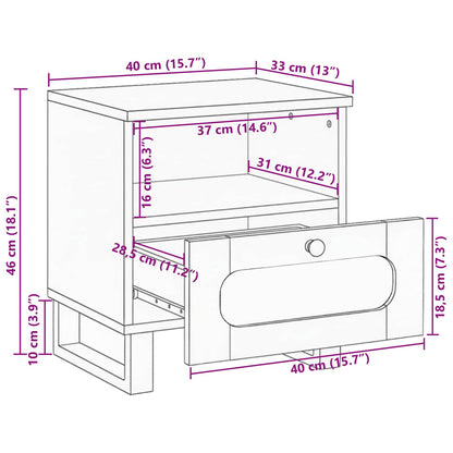 vidaXL Nachttisch Natur 40 x 33 x 46 cm Massivholz Mango