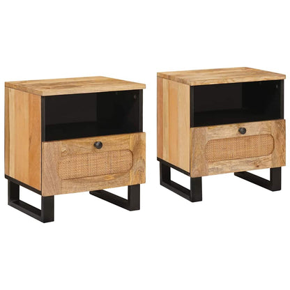 vidaXL Nachttisch 2 pcs Natur 40 x 33 x 46 cm Massivholz Mango