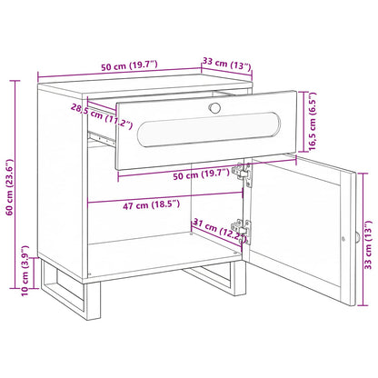 vidaXL Nachttisch Natur 50 x 33 x 60 cm Massivholz Mango