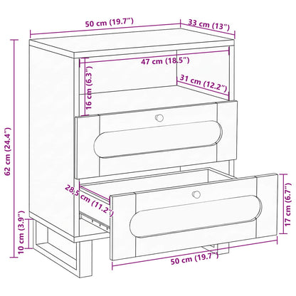 vidaXL Nachttisch Natur 50 x 33 x 62 cm Massivholz Mango