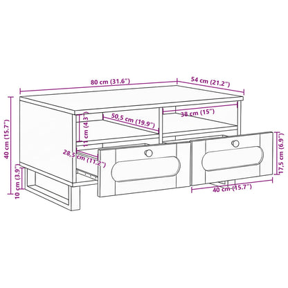 vidaXL Couchtisch Artisan-Eiche 80 x 54 x 40 cm Massivholz Mango