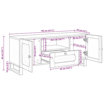 vidaXL TV-Schränk mit Speicher Braun 105 x 33 x 46 cm Massivholz Mango