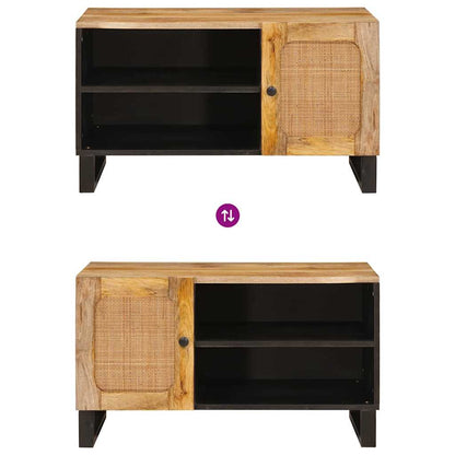 vidaXL TV-Schränk mit Speicher Braun 80 x 33 x 46 cm Massivholz Mango