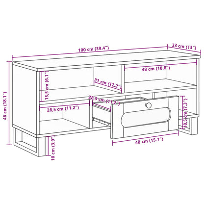 vidaXL TV-Schränk mit Regal Braun 100 x 33 x 46 cm Massivholz Mango