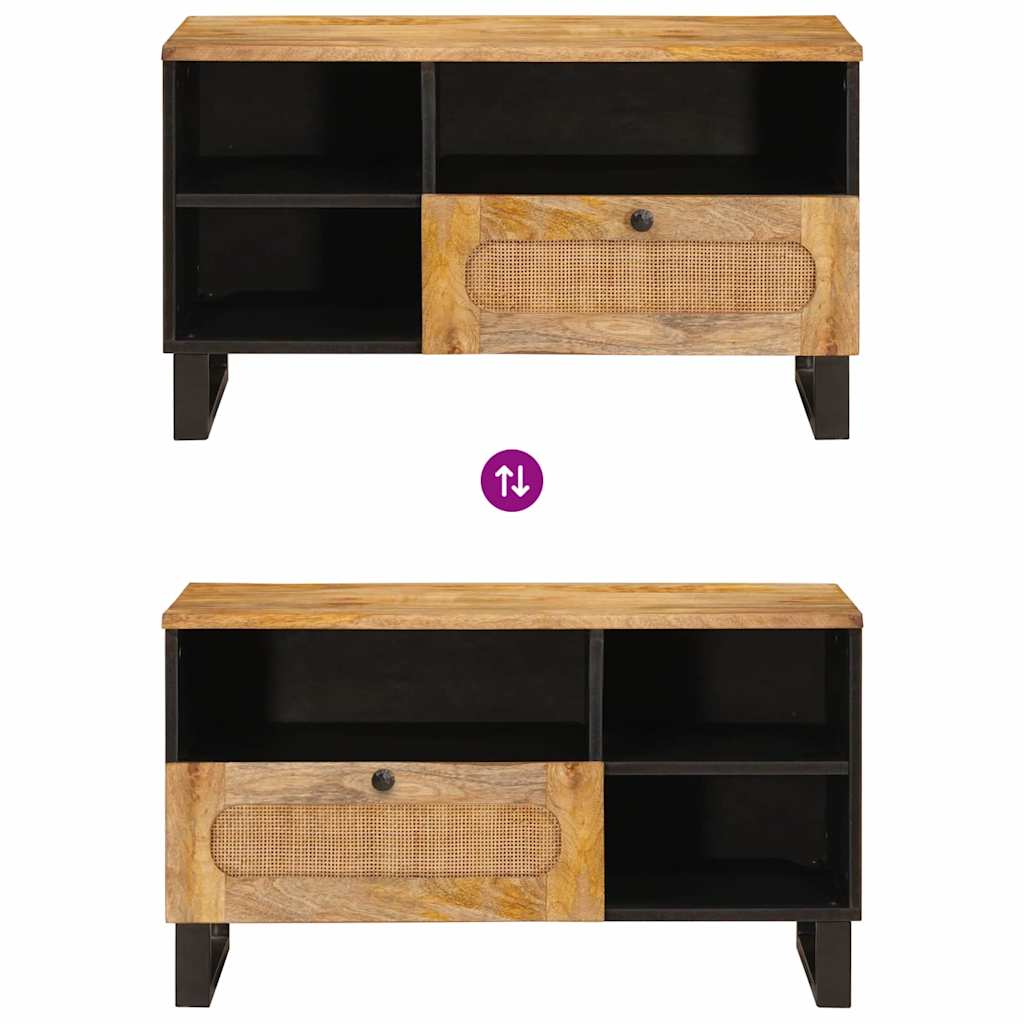 vidaXL TV-Schränk mit Regal Braun 80 x 33 x 46 cm Massivholz Mango