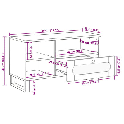 vidaXL TV-Schränk mit Regal Braun 80 x 33 x 46 cm Massivholz Mango