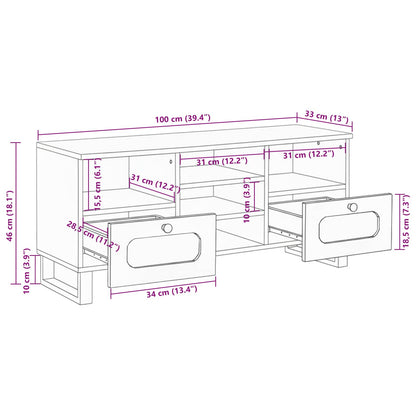 vidaXL TV-Schränk mit Regal Braun 100 x 33 x 46 cm Massivholz Mango