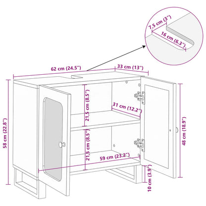 Waschbeckenschrank Braun 62 x 33 x 58 cm Massivholz Mango
