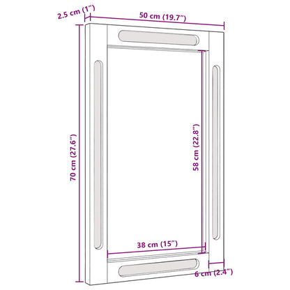 Badezimmer Spiegel Braun 50 x 2,5 x 70 cm Massivholz Mango