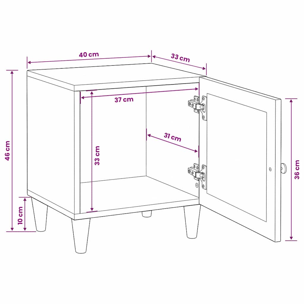 vidaXL Nachttisch Hellbraun 40 x 33 x 46 cm Massivholz Akazie