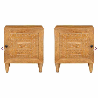 Nachttisch 2 pcs Hellbraun 40 x 33 x 46 cm Massivholz Akazie